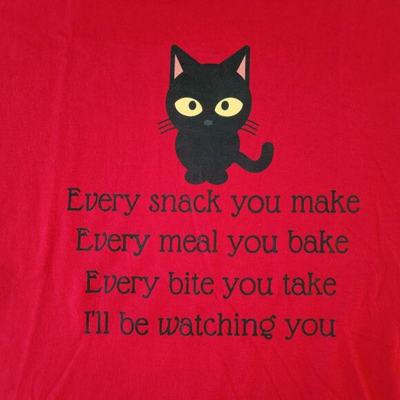 NWOT Red with Black Cat and Text Short-Sleeved Tee-Shirt - XL, *FAN FAVO… - Picture 7 of 7